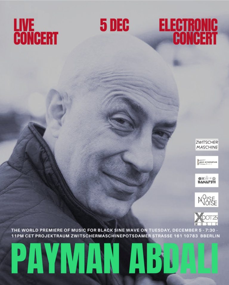Poster: Payman Abdali, Music for Black Sine Wave, 5 December 2023, Zwitschermaschine
