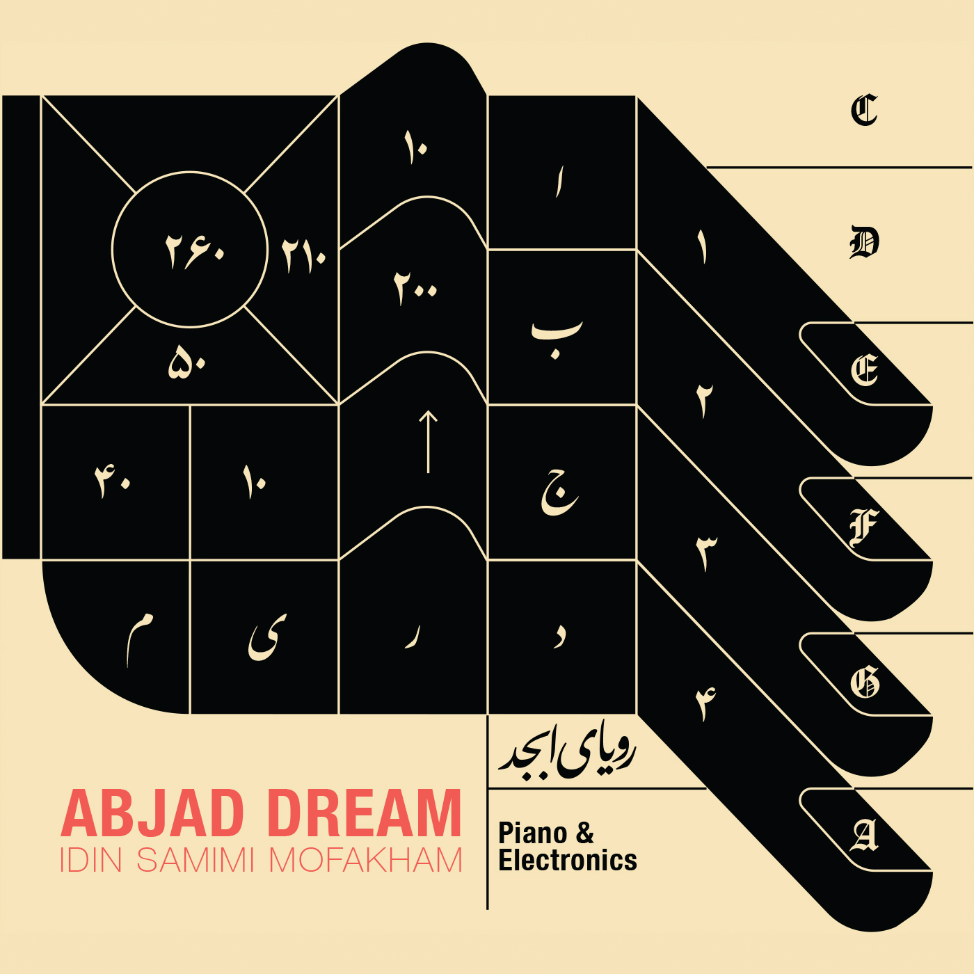 Album artwork for 'Abjad Dream' by Idin Samimi Mofakham, designed by SinSeeni.